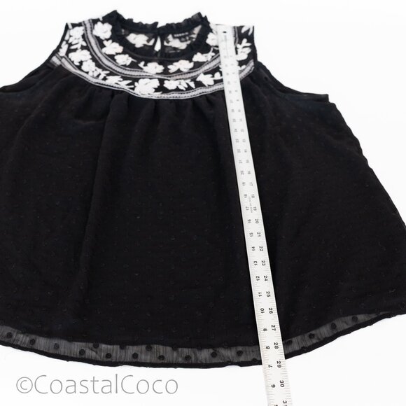 Torrid Size 2 Clip Dot Embroidered Tank Chiffon Black Festival Office Romantic - Picture 9 of 9